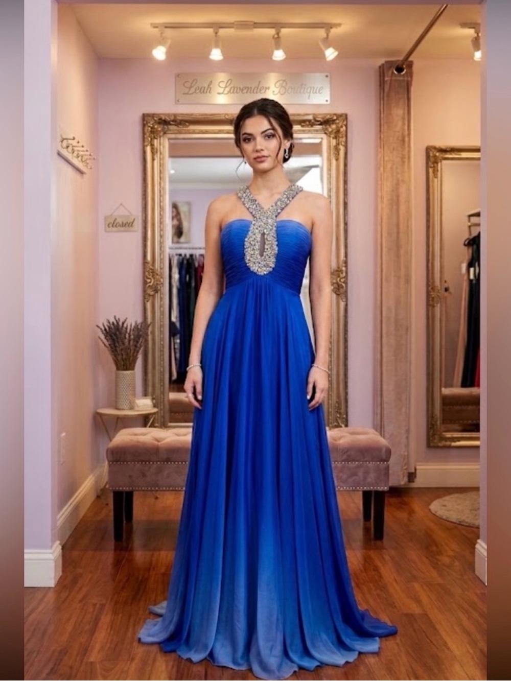 Sherri Hill Beaded Mini Dress in Blue Size 6